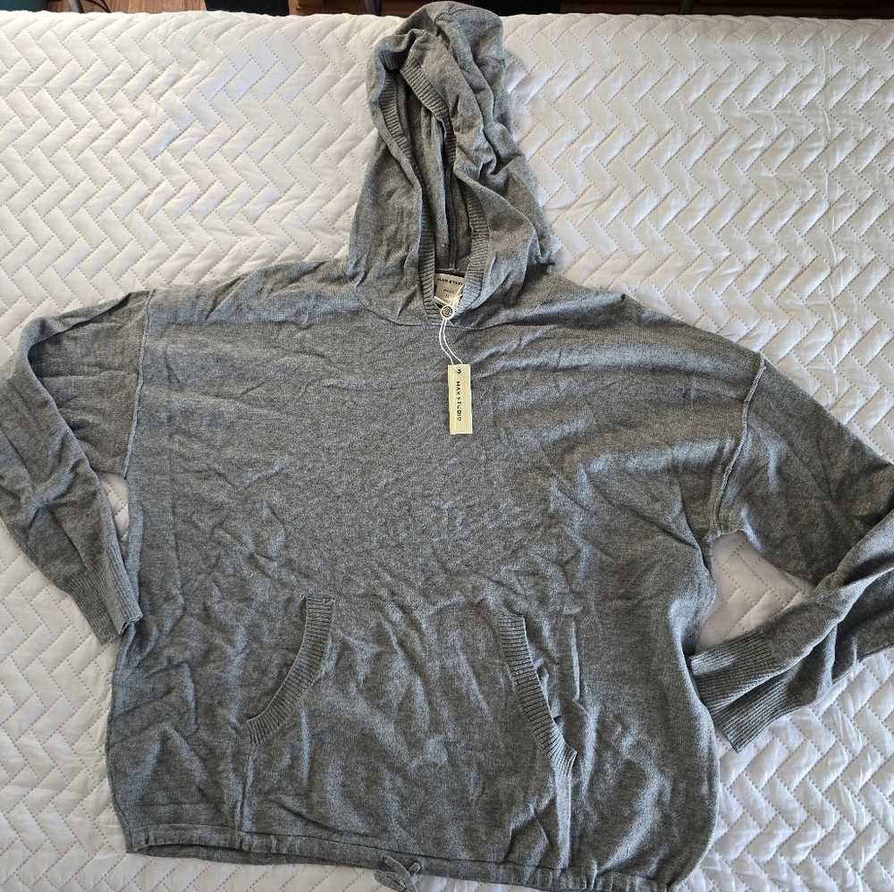 NWT Max Studio Heather Gray Hooded Sweater